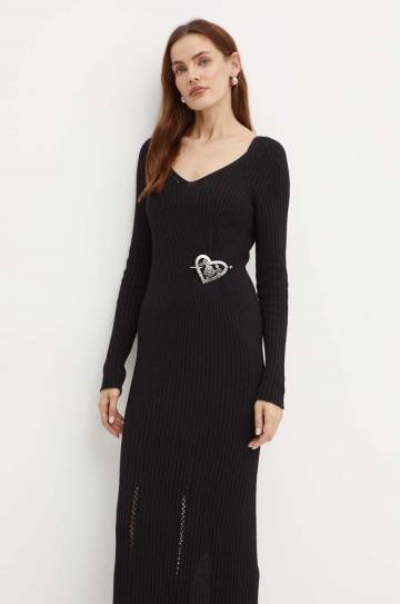 Платье с примесью шерсти Twinset цвет чёрный maxi облегающее 242TP3440 Платье с примесью шерсти Twinset цвет чёрный maxi облегающее 242TP3440