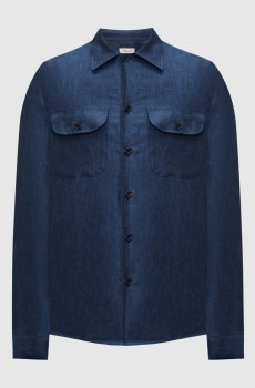 Синяя рубашка из льна