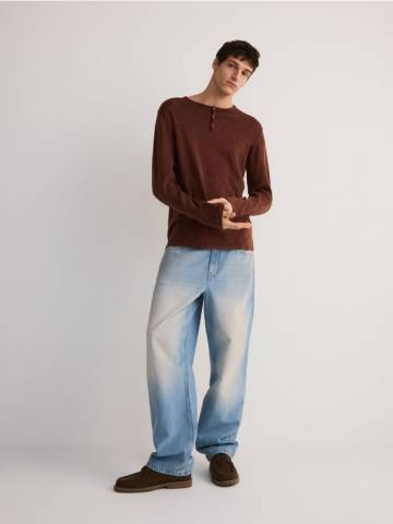 Reserved - Джинси baggy з вареним ефектом - синій - YV103-05J Reserved - Джинси baggy з вареним ефектом - синій - YV103-05J
