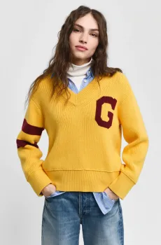 Женский желтый пуловер GANT VARSITY Желтый L Gant 4805259