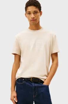 Мужская бежевая футболка CENTER FLAG Бежевый XL Tommy Jeans DM0DM22317