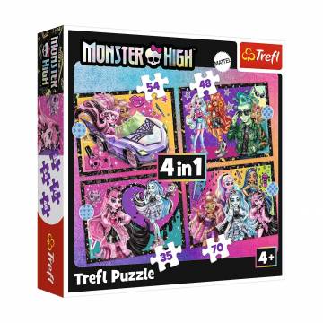 Пазлы 4 в 1 Trefl Mattel Monster High An Electrifying Day, 28.5*20.5 см, от 4 лет, 207 элементов (34655) Пазлы 4 в 1 Trefl Mattel Monster High An Electrifying Day, 28.5*20.5 см, от 4 лет, 207 элементов (34655)