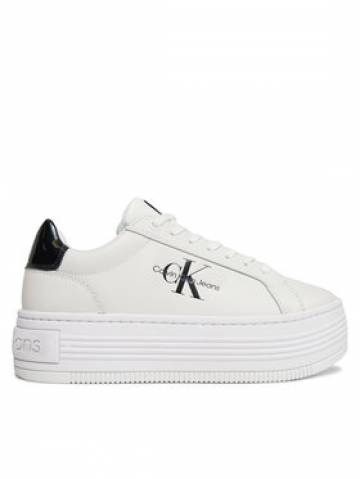 Calvin Klein Jeans Снікерcи Bold Platf Low Lace Lth Ml Met YW0YW01431 Білий Calvin Klein Jeans Снікерcи Bold Platf Low Lace Lth Ml Met YW0YW01431 Білий