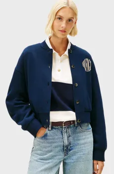 Женская темно-синяя спортивная кофта VARSITY FLEECE BOMBER Синий XS Tommy Hilfiger WW0WW47847