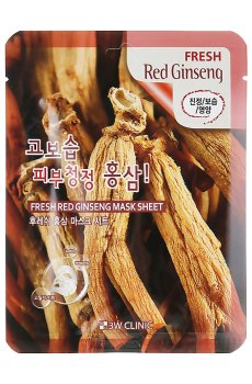 Тканевая маска для лица 3W Clinic Fresh Red Ginseng Mask Sheet с экстрактом корня красного женьшеня, 1 шт