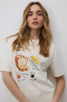 Reserved - Футболка з принтом - кремовий - 083HT-01X