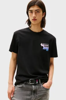 Мужская черная футболка REG STACK BACKPRINT Черный XL Tommy Jeans DM0DM21589