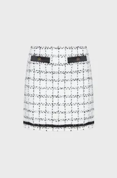 Женская белая твидовая юбка в клетку Белый 38 Karl Lagerfeld A3W12019