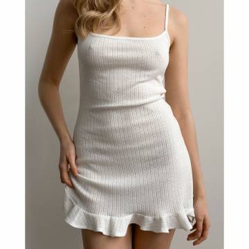 Платье для сна Miso рибана, с оборками, молочное, размер M (14115) Платье для сна Miso рибана, с оборками, молочное, размер M (14115)