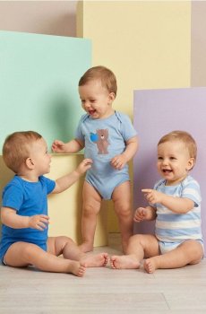 Набір з 3 бавовняних боді - блакитний