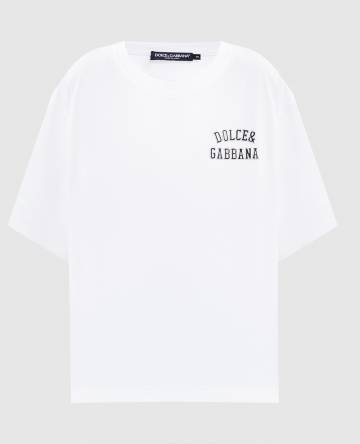 Белая футболка с вышивкой логотипа