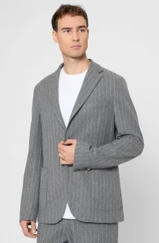 Мужской серый блейзер в полоску Серый 48 BOSS 50551539;030