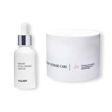 Гіалуронова сироватка Smart Hyaluronic + Крем для жирної та проблемної шкіри Tamanu & Jojoba Гіалуронова сироватка Smart Hyaluronic + Крем для жирної та проблемної шкіри Tamanu & Jojoba