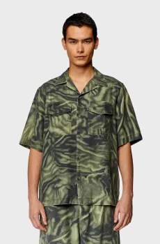 Мужская зеленая рубашка с узором S-SAM-ZEBRA CAMICIA Зеленый 50 Diesel A13391 0WGAL
