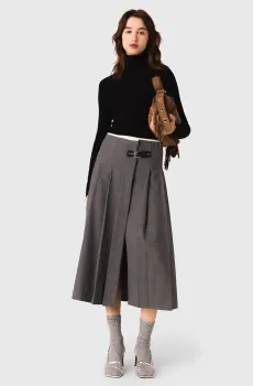 Женская серая плиссированная юбка Серый 34 MAJE MFPJU01539_Grey
