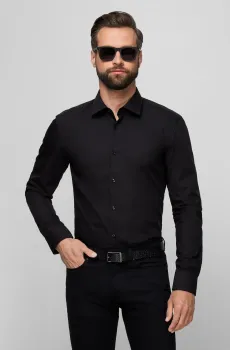 Мужская черная рубашка Черный 40 HUGO 50289499;001