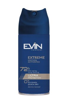 Дезодорант-антиперспирант Evin Homme Extreme Motion Activated 72h Ultra Protection Deo Spray мужской, 150 мл