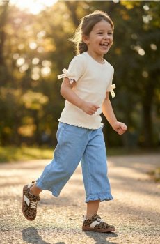 Ребриста футболка з декоративною вишитою стрічкою та бантиками на рукавах - кремовий