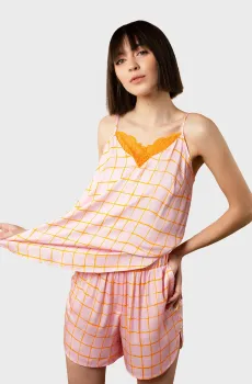 Женский розовый топ в клетку Розовый S brabrabra HOM2423005