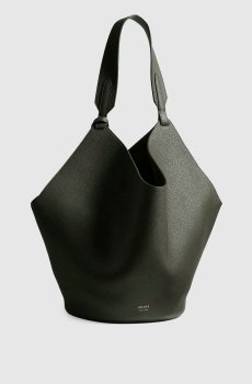 Зеленая кожаная сумка с логотипом