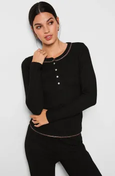 Женский черный лонгслив MAIDY Черный XS Etam 6549667