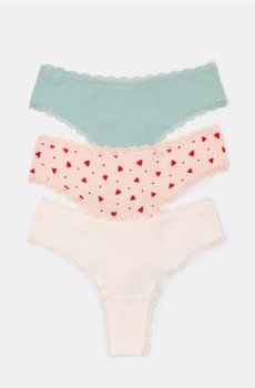 Бавовняний трусики танга з мереживом 3 pack - різнобарвний