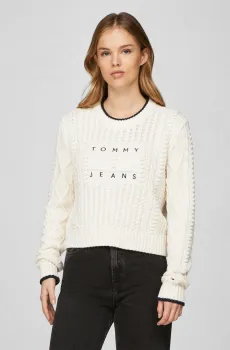 Женский белый свитер TJW BUBBLE CABLE FLAG CREW Белый M Tommy Jeans DW0DW18522