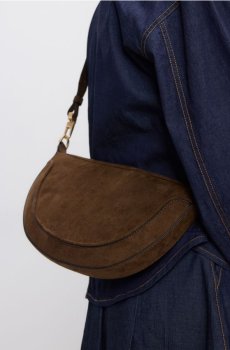 Reserved - Сумка зі штучної замші - темно коричневий - 747FC-89X