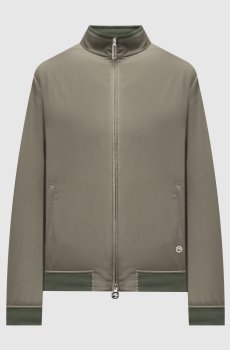 Куртка из шерсти цвета хаки с логотипом