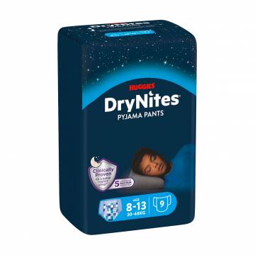 Ночные подгузники-трусики Huggies DryNites для мальчиков, 8-13 лет, (30-48 кг), 9 шт Ночные подгузники-трусики Huggies DryNites для мальчиков, 8-13 лет, (30-48 кг), 9 шт