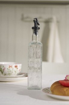 Пляшка для оливкової олії з квітковим візерунком - білий