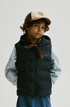 Reserved - Стьобаний жилет із каптуром - темно-сірий - 783HF-90X