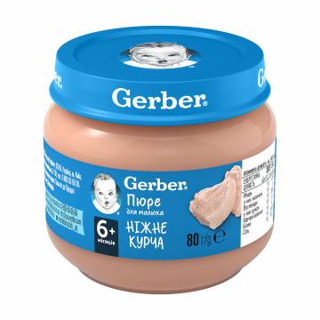 Детское мясное пюре Gerber Нежный цыпленок, с 6 месяцев, 80 г Детское мясное пюре Gerber Нежный цыпленок, с 6 месяцев, 80 г