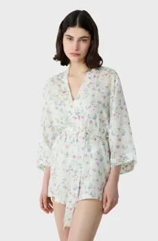 Женский белый пеньюар с узором PRATI Белый S Etam 6552367