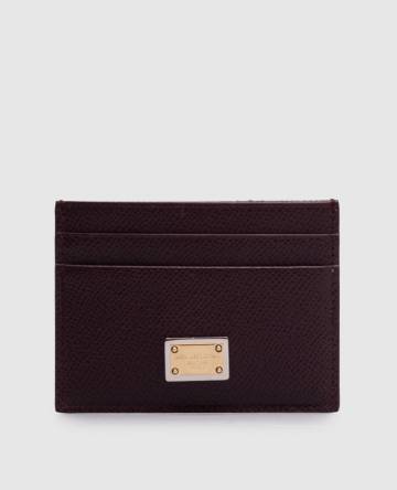 Бордовый кожаный картхолдер