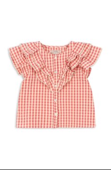 Детская хлопковая рубашка Konges Sløjd KIM FRILL SS SHIRT GOTS