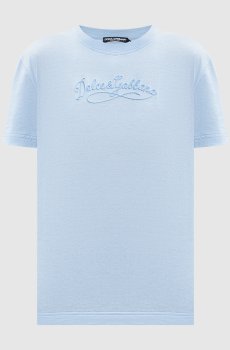 Голубая футболка с вышивкой логотипа