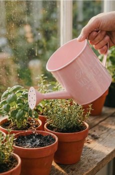 Металева лійка з написом Flower Market - пастельний рожевий