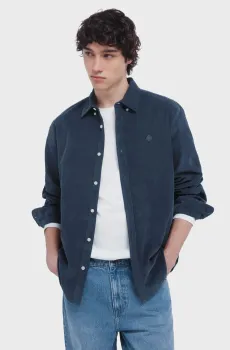 Мужская темно-синяя вельветовая рубашка Синий XL SPRINGFIELD 322094
