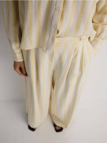 Reserved - Широкі штани з віскози - світло-жовтий - 061BP-10X