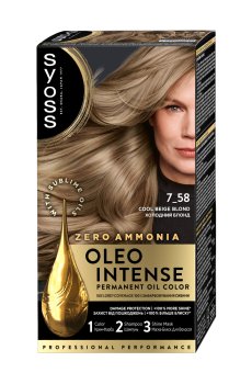 Безаммиачная стойкая краска для волос SYOSS Oleo Intense с маслом-активатором 7-58 Дымчатый блонд, 115 мл