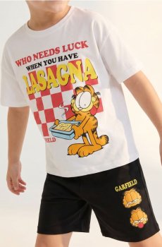 Бавовняна двочастинна піжама з принтом Garfield - білий