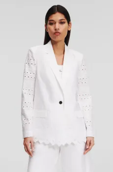 Женский белый жакет EMBROIDERY Белый 40 Karl Lagerfeld 241W1401