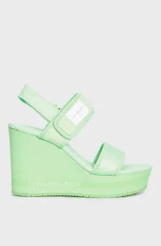 Женские зеленые босоножки WEDGE SANDAL BADGE Зеленый 39 Calvin Klein YW0YW01028