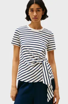 Женская белая футболка в полоску KNOT BOAT-NK Белый S Tommy Hilfiger WW0WW44559