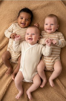 Бавовняне боді 3 pack - кремовий