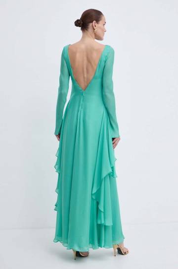 Шёлковое платье Luisa Spagnoli RUNWAY COLLECTION цвет зелёный maxi расклешённое 541121 Шёлковое платье Luisa Spagnoli RUNWAY COLLECTION цвет зелёный maxi расклешённое 541121