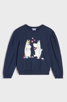 Світшот із круглим вирізом і принтом Moomin - темно-синій