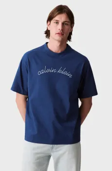 Мужская синяя футболка CENTER CHAIN STITCH Синий L Calvin Klein Jeans LV04RC225G