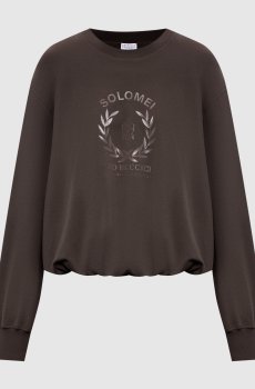 Коричневый свитшот с брендовым принтом